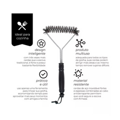 Escova De Aço Para Limpar Grelha De Churrasco Limpeza Pesada